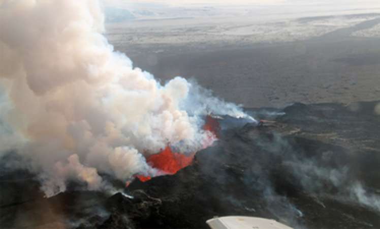 Low level flight over the lava field